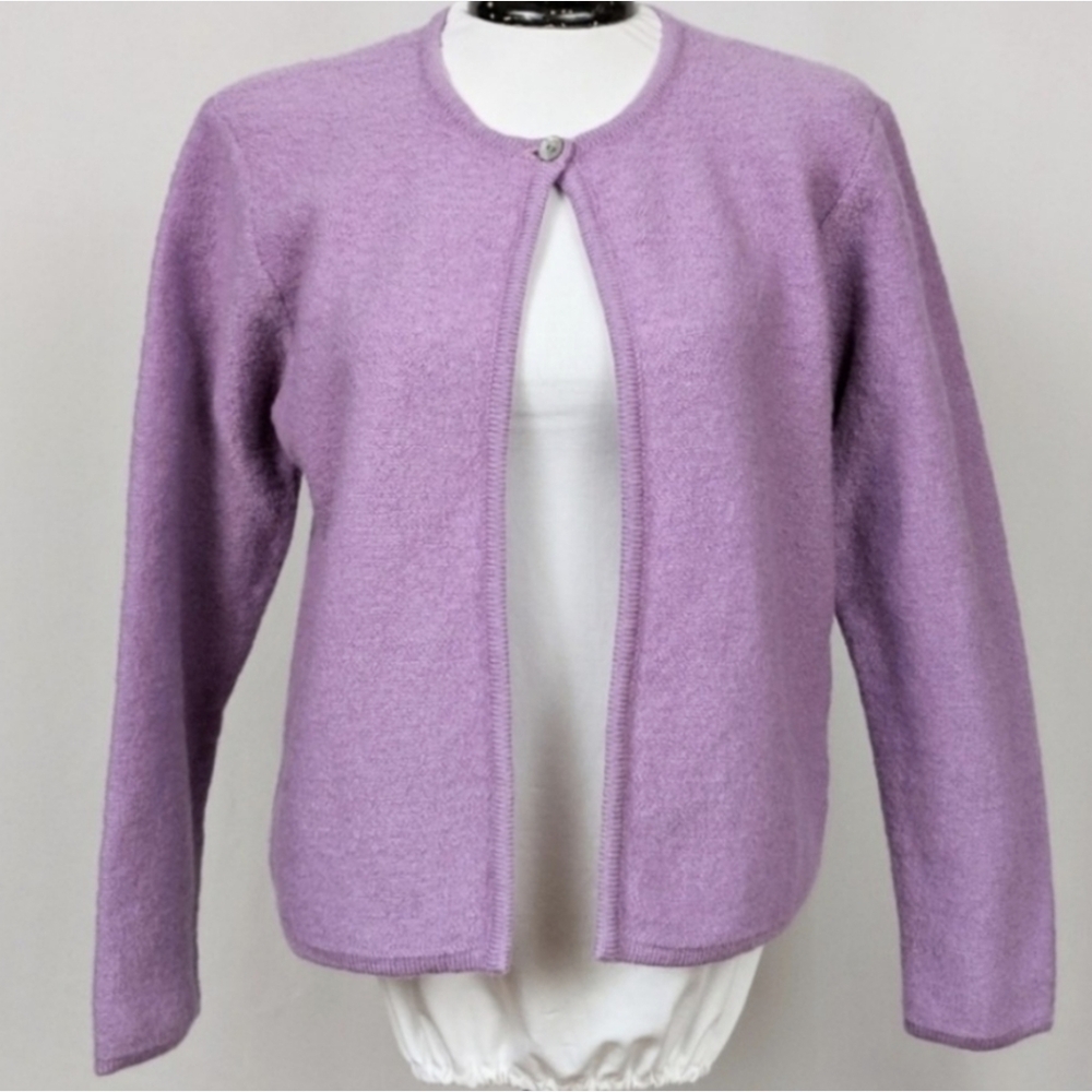 Pendleton Boiled Wool Cardigan Single Button Vintage Lilac Pastel Grannycore S